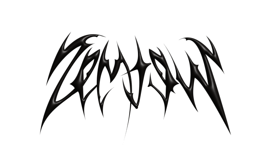 the zemtew typographic logo located at the top of the page. Sharp, spiky, smooth, gothic letters spell out the word "zemtew"