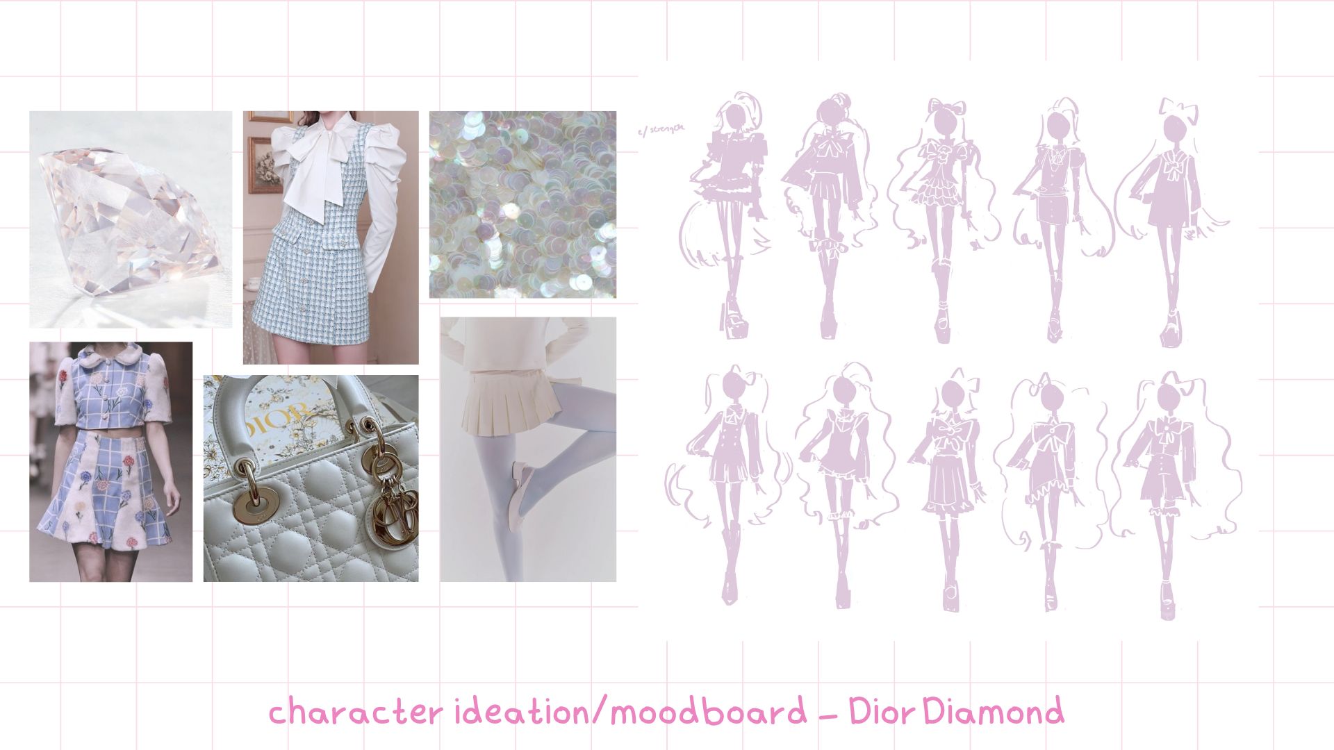 Dior Diamond moodboard and sketches